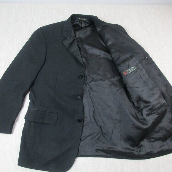 Pronto‎ Uomo Blazer Jacket Mens Black Jetted Pockets Single Breasted Notch Lapel - Picture 4 of 12
